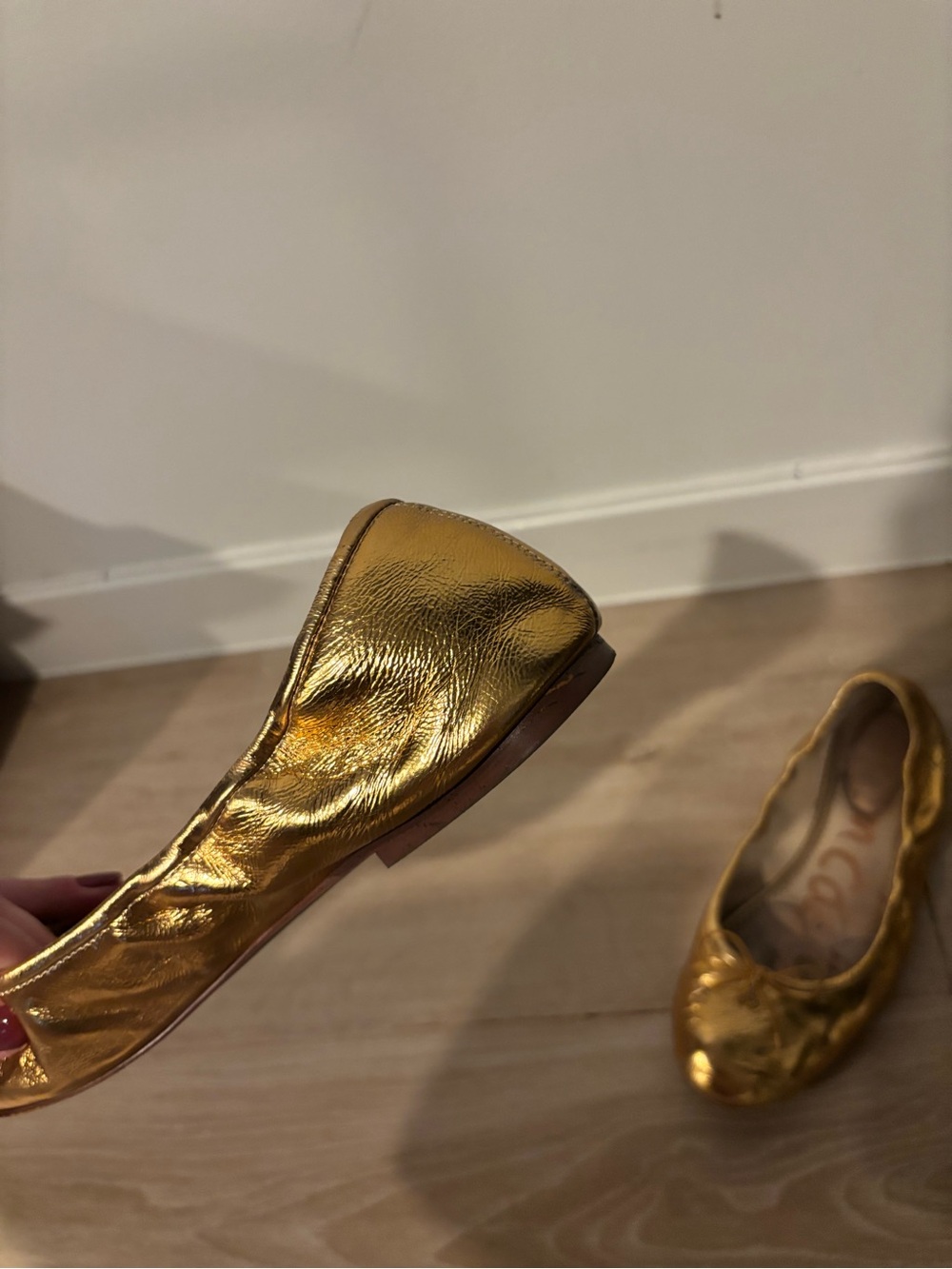 Sam Edelman Metallic Gold Ballet Flats - Picture 3 of 8